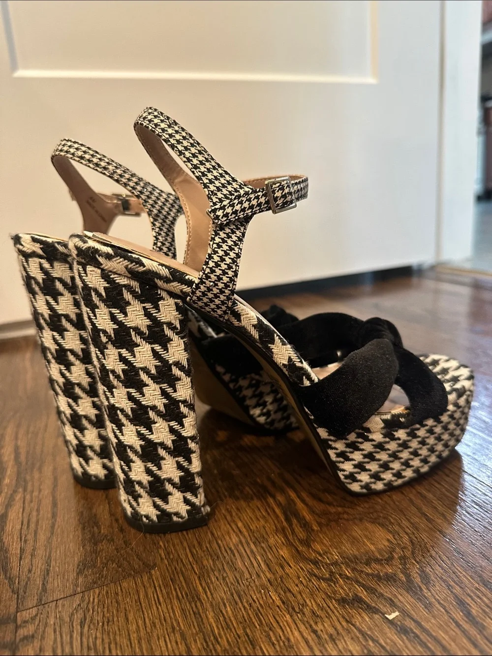 Betsey Johnson Black & White Houndstooth Platform Sandals